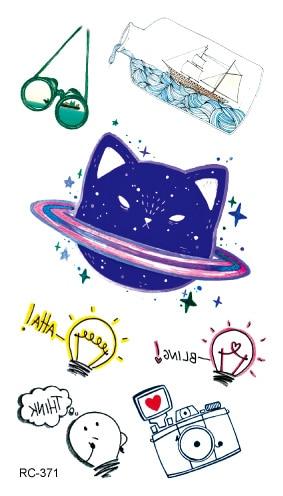Rocooart RC369-395 New Water Proof Temporary Tattoo Stickers Cartoon Coloful Kid's Drawing Fox Fake Flash Taty Tattoo tatouage