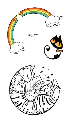Rocooart RC369-395 New Water Proof Temporary Tattoo Stickers Cartoon Coloful Kid's Drawing Fox Fake Flash Taty Tattoo tatouage