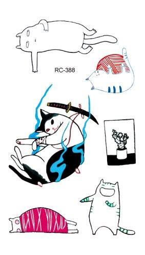 Rocooart RC369-395 New Water Proof Temporary Tattoo Stickers Cartoon Coloful Kid's Drawing Fox Fake Flash Taty Tattoo tatouage