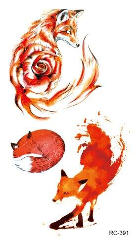 Rocooart RC369-395 New Water Proof Temporary Tattoo Stickers Cartoon Coloful Kid's Drawing Fox Fake Flash Taty Tattoo tatouage