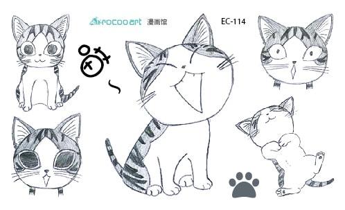 Rocooart EC112 Colorful Leopard cat Cute Emotion Butterfly Temporary Tattoo Sticker Body Art Water Transfer Fake Flash Taty