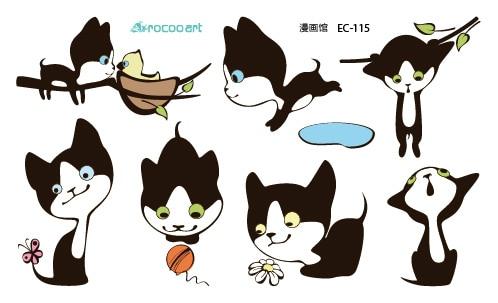 Rocooart EC112 Colorful Leopard cat Cute Emotion Butterfly Temporary Tattoo Sticker Body Art Water Transfer Fake Flash Taty