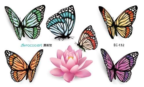 Rocooart EC112 Colorful Leopard cat Cute Emotion Butterfly Temporary Tattoo Sticker Body Art Water Transfer Fake Flash Taty