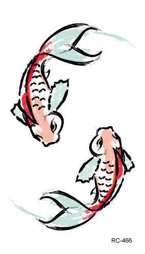Rocooart RC464-475 New Water Proof Temporary Tattoo Stickers Cartoon Coloful Ocean Fish Dance Fake Flash Taty Tattoo tatouage