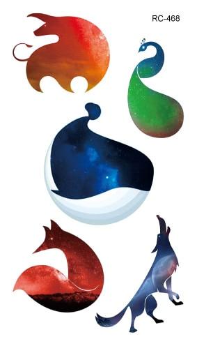Rocooart RC464-475 New Water Proof Temporary Tattoo Stickers Cartoon Coloful Ocean Fish Dance Fake Flash Taty Tattoo tatouage