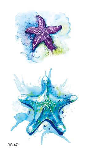 Rocooart RC464-475 New Water Proof Temporary Tattoo Stickers Cartoon Coloful Ocean Fish Dance Fake Flash Taty Tattoo tatouage