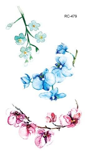 Rocooart RC476-498 New Water Proof Temporary Tattoo Stickers Cartoon Coloful Ink Flowers Leaf Fake Flash Taty Tattoo tatouage