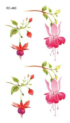 Rocooart RC476-498 New Water Proof Temporary Tattoo Stickers Cartoon Coloful Ink Flowers Leaf Fake Flash Taty Tattoo tatouage