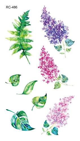 Rocooart RC476-498 New Water Proof Temporary Tattoo Stickers Cartoon Coloful Ink Flowers Leaf Fake Flash Taty Tattoo tatouage