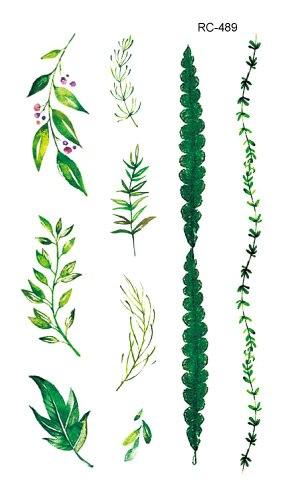 Rocooart RC476-498 New Water Proof Temporary Tattoo Stickers Cartoon Coloful Ink Flowers Leaf Fake Flash Taty Tattoo tatouage