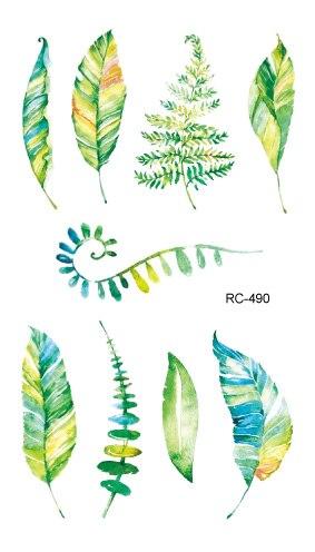 Rocooart RC476-498 New Water Proof Temporary Tattoo Stickers Cartoon Coloful Ink Flowers Leaf Fake Flash Taty Tattoo tatouage