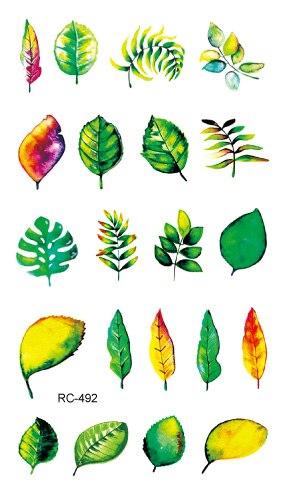 Rocooart RC476-498 New Water Proof Temporary Tattoo Stickers Cartoon Coloful Ink Flowers Leaf Fake Flash Taty Tattoo tatouage