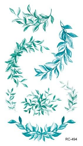 Rocooart RC476-498 New Water Proof Temporary Tattoo Stickers Cartoon Coloful Ink Flowers Leaf Fake Flash Taty Tattoo tatouage