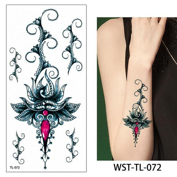 glaryyears 25 Designs 1 Sheet Women Jewelry Tattoo WST-TL Temporary Body Chest Waist Art Tattoo Sticker Cool Sexy Choker Pendant