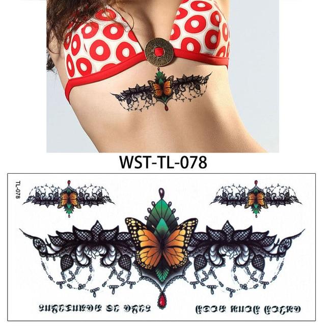 glaryyears 25 Designs 1 Sheet Women Jewelry Tattoo WST-TL Temporary Body Chest Waist Art Tattoo Sticker Cool Sexy Choker Pendant