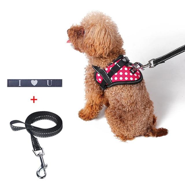 Cute Dogs collars and vest harnesses chest with leash set pets shop reflective dog accessories arnes perro mascotas acessorios