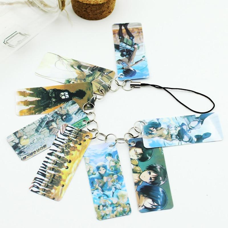 1 pcs Creative Cartoon Anime Attack on Titan Photo Pvc 8 Card String Pendant handset decoration figure toys