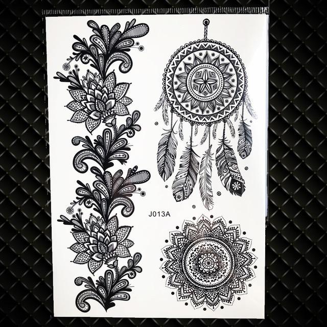 White Henna Dreamcatcher Temporary Tattoo For Women Wedding Body Art Tatoo Paste Waterproof Dream Catcher Fake Tattoo Stickers