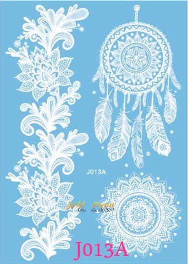 White Henna Dreamcatcher Temporary Tattoo For Women Wedding Body Art Tatoo Paste Waterproof Dream Catcher Fake Tattoo Stickers