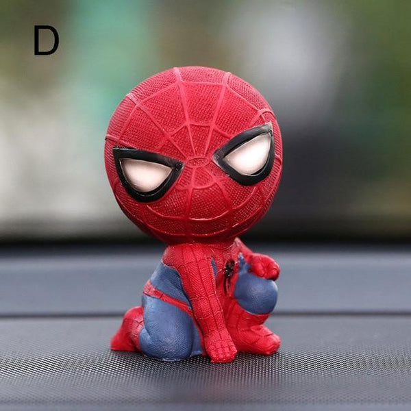 Car Cartoon Spiderman Model Shake Head Toy Resin Ornament Magnet Auto Interior Dashboard Decoration Doll Accessories Gift Trim