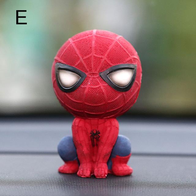 Car Cartoon Spiderman Model Shake Head Toy Resin Ornament Magnet Auto Interior Dashboard Decoration Doll Accessories Gift Trim