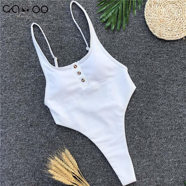 White Bather 2018 Sexy high cut leg one piece swimsuit women Swimwear Backless thong Bathing suit Swim female Monokini