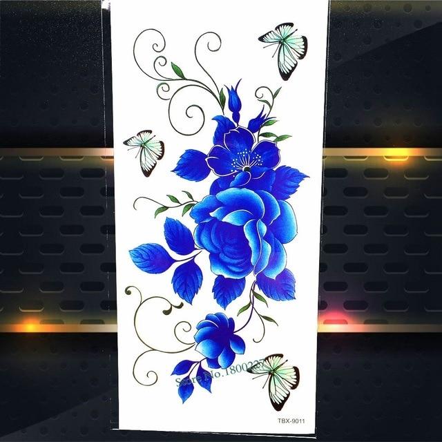 Purple Rose Jewelry Water Transfer Tattoo Stickers Women Body Chest Art Temporary Tattoo Girl Waist Bracelet Flash Tatoos Flower