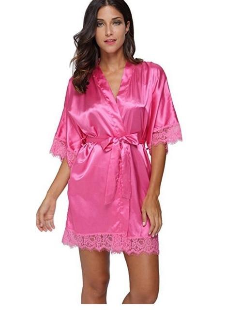 Plus Size Lace Patchwork Bride Bridesmaids Robe Sexy Lingerie Women Silk Wedding Party Kimono Robes Nightgown Sleepwear bathrob