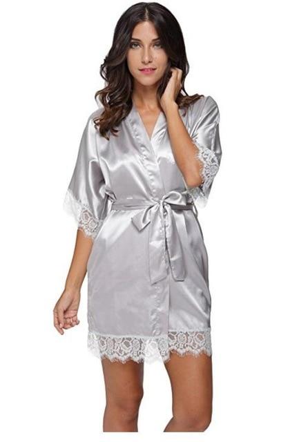 Plus Size Lace Patchwork Bride Bridesmaids Robe Sexy Lingerie Women Silk Wedding Party Kimono Robes Nightgown Sleepwear bathrob
