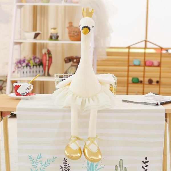 1PC 35CM swan plush toys cute flamingo doll stuffed soft animal doll ballet swan with crown baby kids appease toy gift for girl
