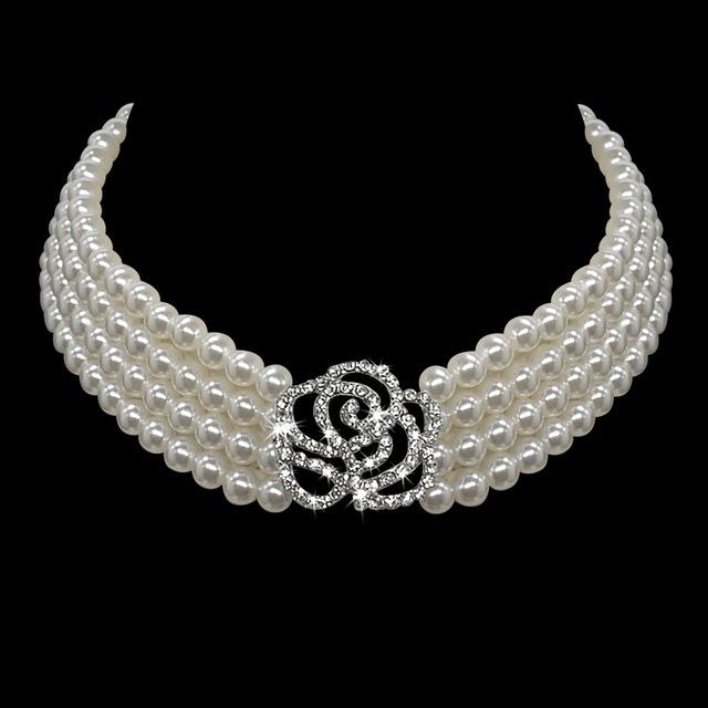 Pearl Dog Necklace Collar Fashion Jeweled Puppy Cat Collar With Bling Rhinestone Diamante Dog Pet  Accessories Supplies