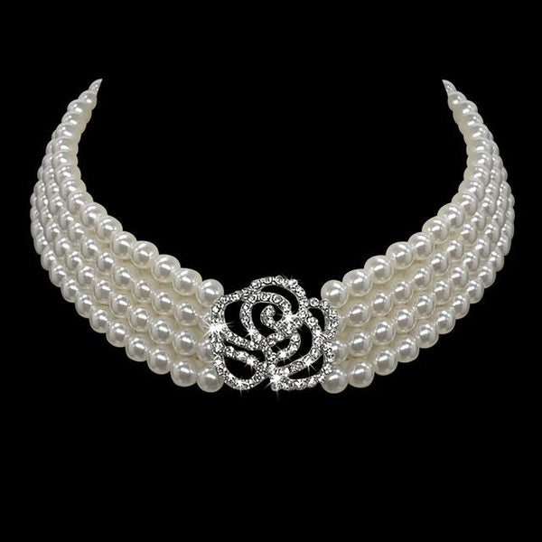 Pearl Dog Necklace Collar Fashion Jeweled Puppy Cat Collar With Bling Rhinestone Diamante Dog Pet  Accessories Supplies