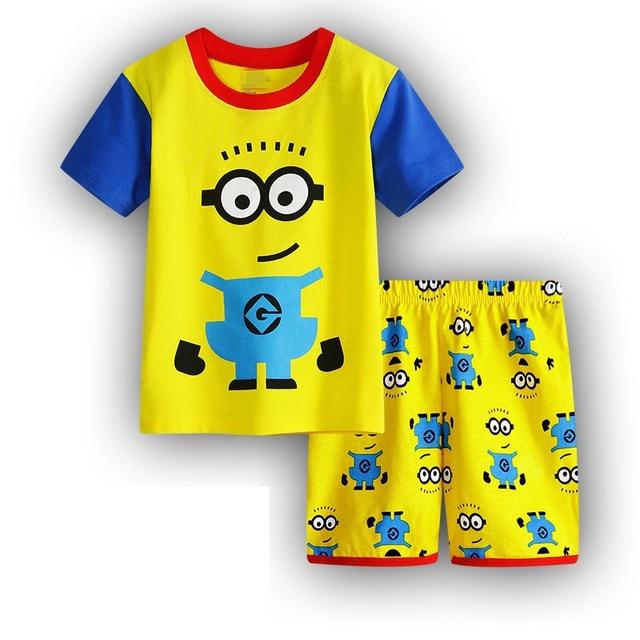 Kids Boys Girls Clothes Baby Pajamas Summer Short Sleeved Set Cartoon Spiderman Minnie Lackey Children's Sleepwear