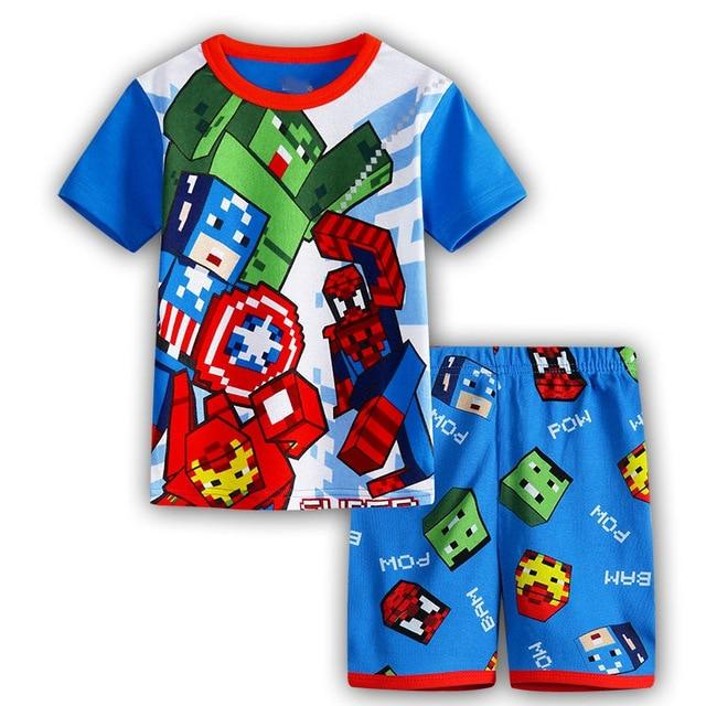 Kids Boys Girls Clothes Baby Pajamas Summer Short Sleeved Set Cartoon Spiderman Minnie Lackey Children's Sleepwear