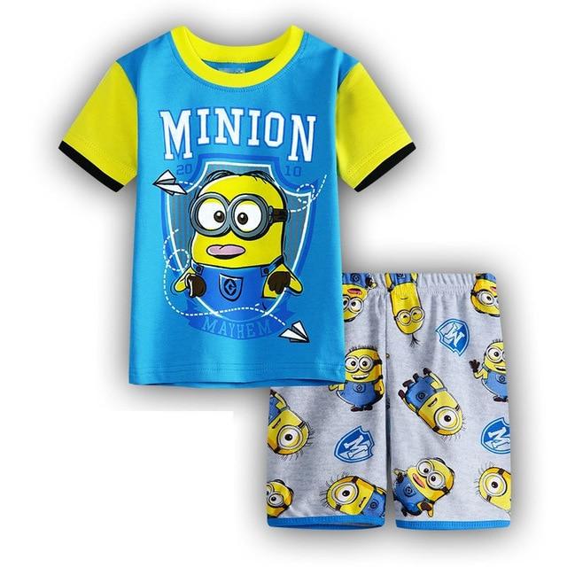 Kids Boys Girls Clothes Baby Pajamas Summer Short Sleeved Set Cartoon Spiderman Minnie Lackey Children's Sleepwear