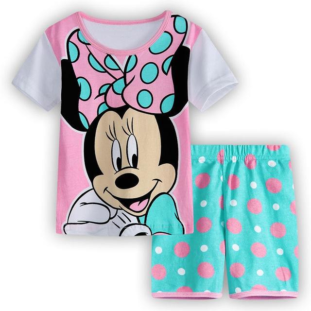 Kids Boys Girls Clothes Baby Pajamas Summer Short Sleeved Set Cartoon Spiderman Minnie Lackey Children's Sleepwear