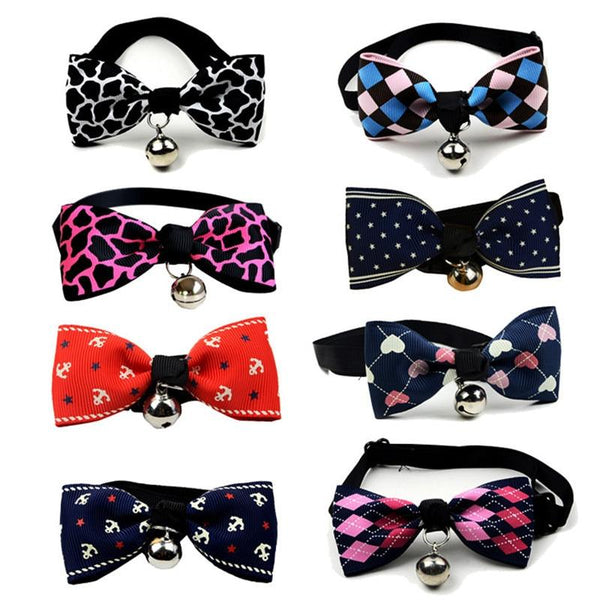 1Pcs Fashion Adjustable Puppy Kitten Dog Cat Pet Bow Tie With Bell Necktie Collar