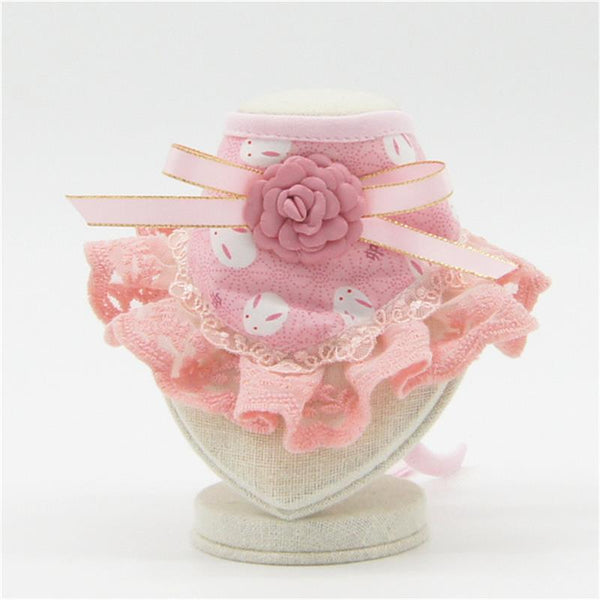 Cute Princess Pet Dog Lace Scarf Collar Adjustable Puppy Decoration Bandana Pet Cat Tie Collar Dress-up Pink Pet Bibs