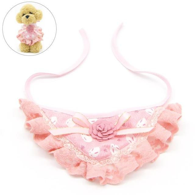 Cute Princess Pet Dog Lace Scarf Collar Adjustable Puppy Decoration Bandana Pet Cat Tie Collar Dress-up Pink Pet Bibs
