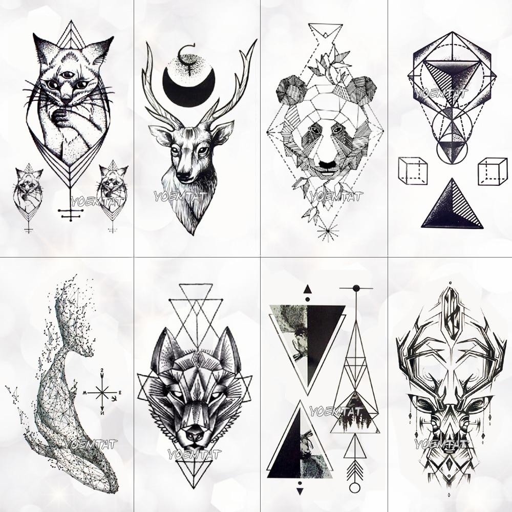 Geometry cool Temporary Tattoo Sticker Women Minimalist lines pattern Body Art New Design Fake Men Tattoos