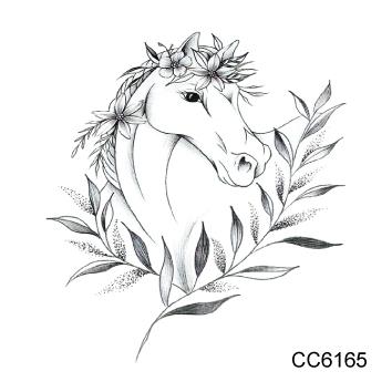 Rocooart Black White Style Tattoo Sticker Tree Taty Flower Temporary Tattoo Sticker For Body Art Tatouage Wolf Space Fake Tattoo