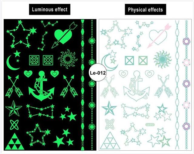 Rocooart Butterfly Luminous Fake Tattoo Wings Flash Taty Anchor Tatouage Glowing in Dark Waterproof Temporary Tatoo Sticker Body