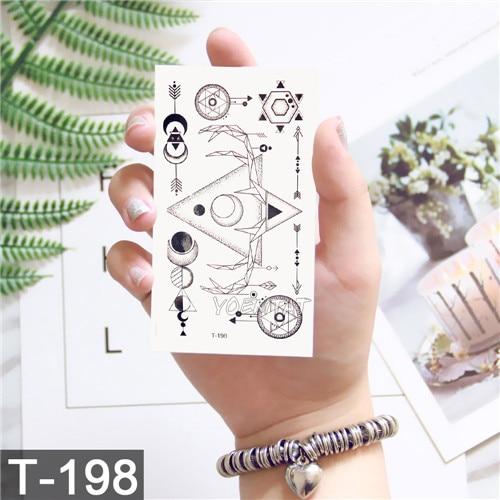 Geometric Planet Temporary Tattoo For Children Girl Moon Forest Waterproof Fake Black Tattoo Stickers Kids Women Ear Tatoos