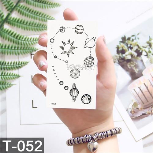 Geometric Planet Temporary Tattoo For Children Girl Moon Forest Waterproof Fake Black Tattoo Stickers Kids Women Ear Tatoos