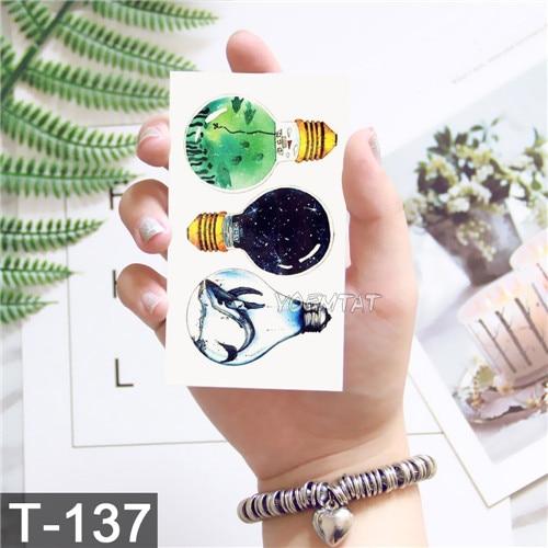 Geometric Planet Temporary Tattoo For Children Girl Moon Forest Waterproof Fake Black Tattoo Stickers Kids Women Ear Tatoos