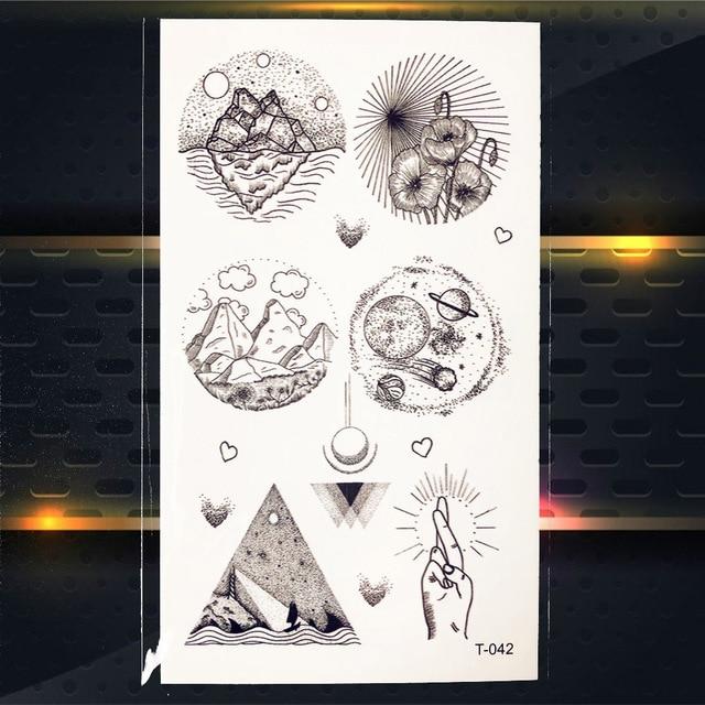 Cute Cosmos Temporary Tattoo Sticker For Children Body Art Fake Black Water Transfer Tattoo Universe Planet Pattern Tatoos Women