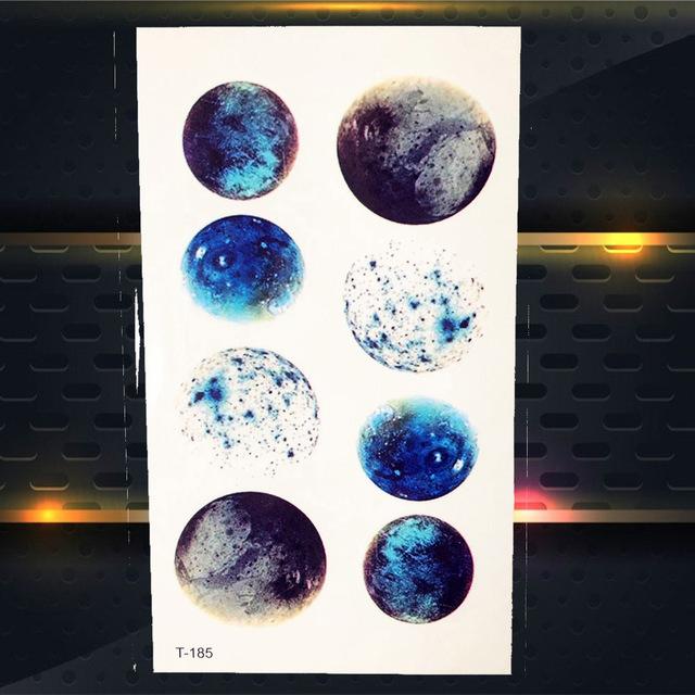 Cute Cosmos Temporary Tattoo Sticker For Children Body Art Fake Black Water Transfer Tattoo Universe Planet Pattern Tatoos Women