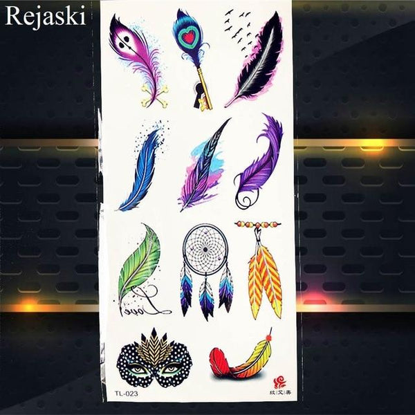 Watercolor Dream Catcher Temporary Tattoo Stickers Women Body Arm Art Painting Flash Tatto Girl Waist Feather Fake Tattoo Tribal