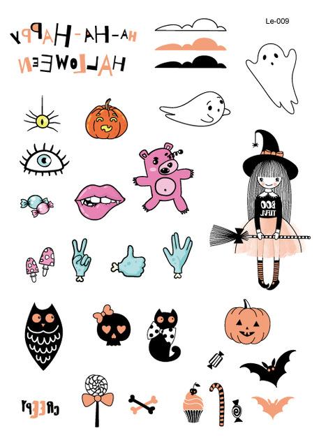 Rocooart Halloween Luminous Tattoo Ghost Taty For Kids Fake Tattoo Witch Glowing in Dark Waterproof Temporary Tattoo Stickers