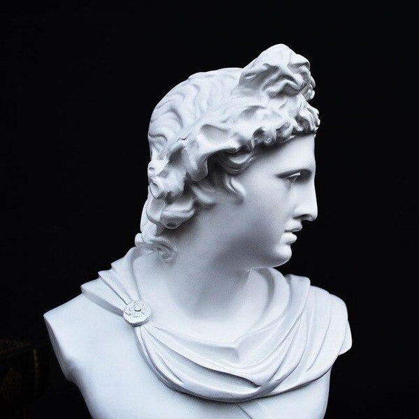 Gypsum Apollo Greek Mythology Adelos Half-Length Photo Or Portrait Statue Resin Artwork Desktop Decoration Office L1596